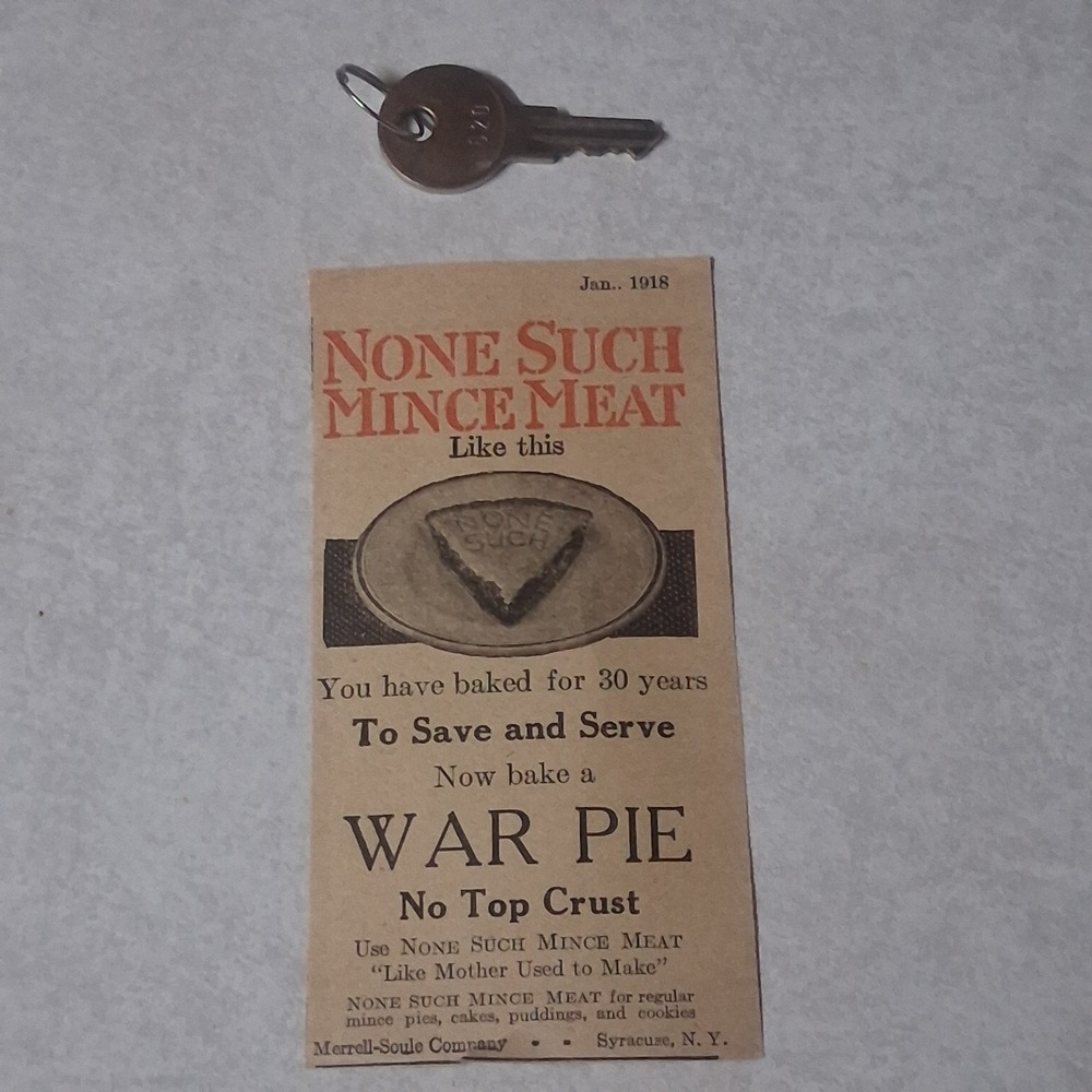 Antique 1918 WWI Newspaper Clipping Mince Meat WAR PIE Ad Paper Ephemera